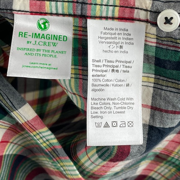 J. Crew Indian Madras Long Sleeve Button Down Shirt SZ L EUC - Picture 4 of 6
